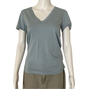 Rag & Bone New York The Vee Slub Cotton Jersey Light Blue V-Neck T-Shirt XS